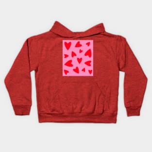 Red Love Hearts on Pink Kids Hoodie